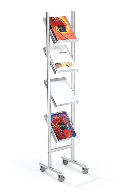 Brochurestativ Stål med 4 hylder