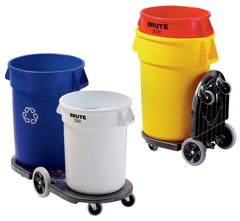 Rullevogn til 2 RUBBERMAID plasttønder, med bajonetlås