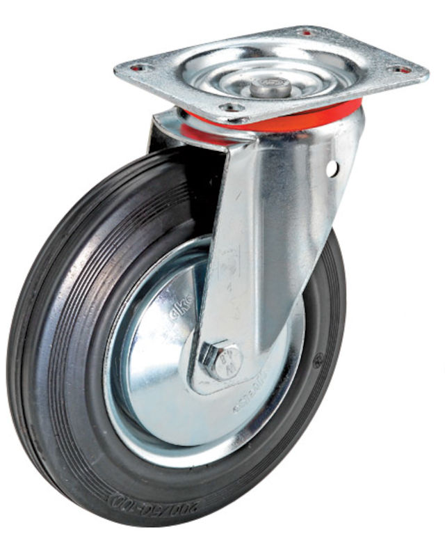 Gummihjul med stålfælg, drejehjul