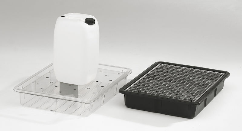 Spildbakker til olie og kemikalier i plast, 16-50 liter