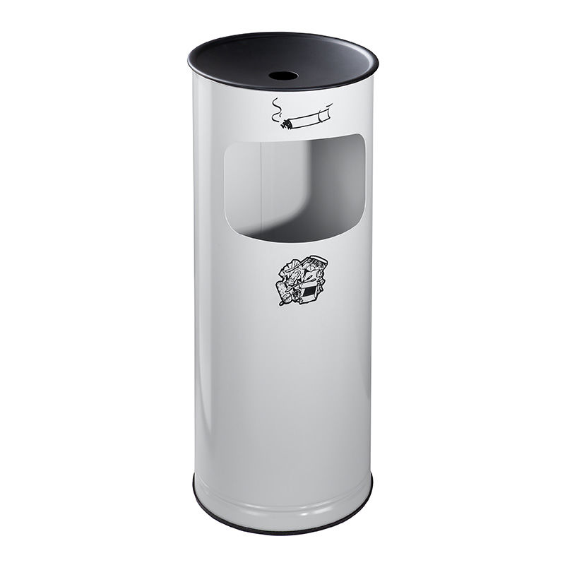 Udendørs askebæger med affaldsspand og cigaretskod beholder, galvaniseret og pulverlakeret