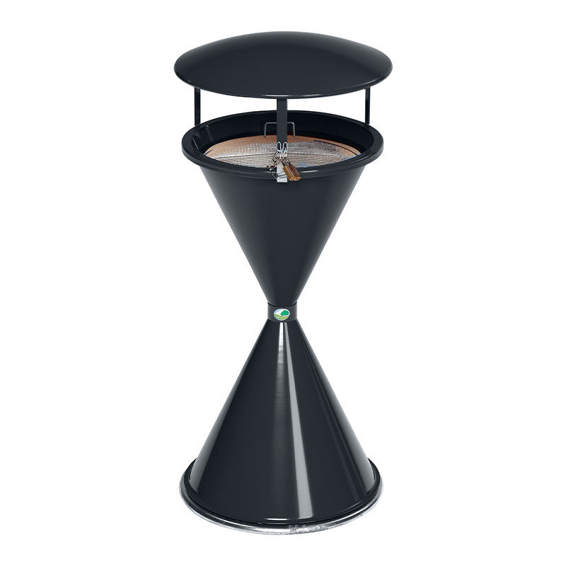 Udendørs askebæger af stål, fritstående til jordmontering